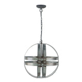 4 Light Galvanized Chandelier, Hanging Light Fixture With Adjustable Chain For Kitchen, Bulb Not Included - Gray - Furniture Home Direct