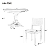 Retro Round Dining Table Set With Curved Trestle Style Table Legs And Upholstered Chairs For Dining Room - Furniture Home Direct