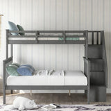 Stairway Bunk Bed With Storage And Guard Rail For Bedroom - Furniture Home Direct