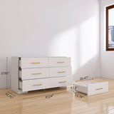 Large 6 Drawers Chest Of Drawer Dressers Table With Golden Handle - Furniture Home Direct