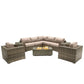Rattan Wicker Patio Set With Cushions And Concrete Fire Pit - Furniture Home Direct