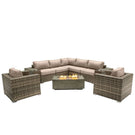 Rattan Wicker Patio Set With Cushions And Concrete Fire Pit - Furniture Home Direct