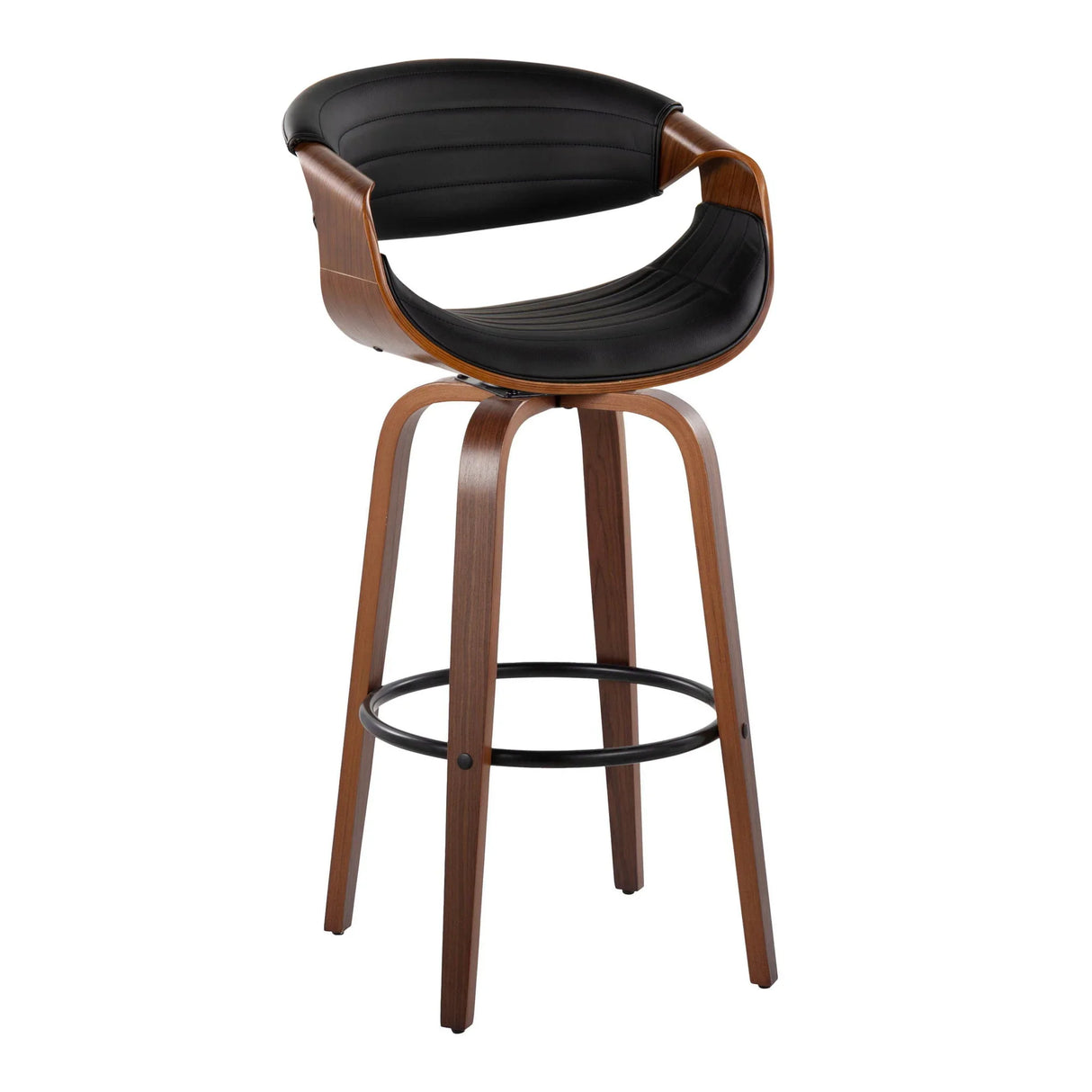 Symphony - Mid Century Modern Fixed Height Barstool With Swivel And Round Footrest (Set of 2) - Furniture Home Direct