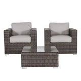 Wicker Seating Group Set With Table And Cushions - Furniture Home Direct