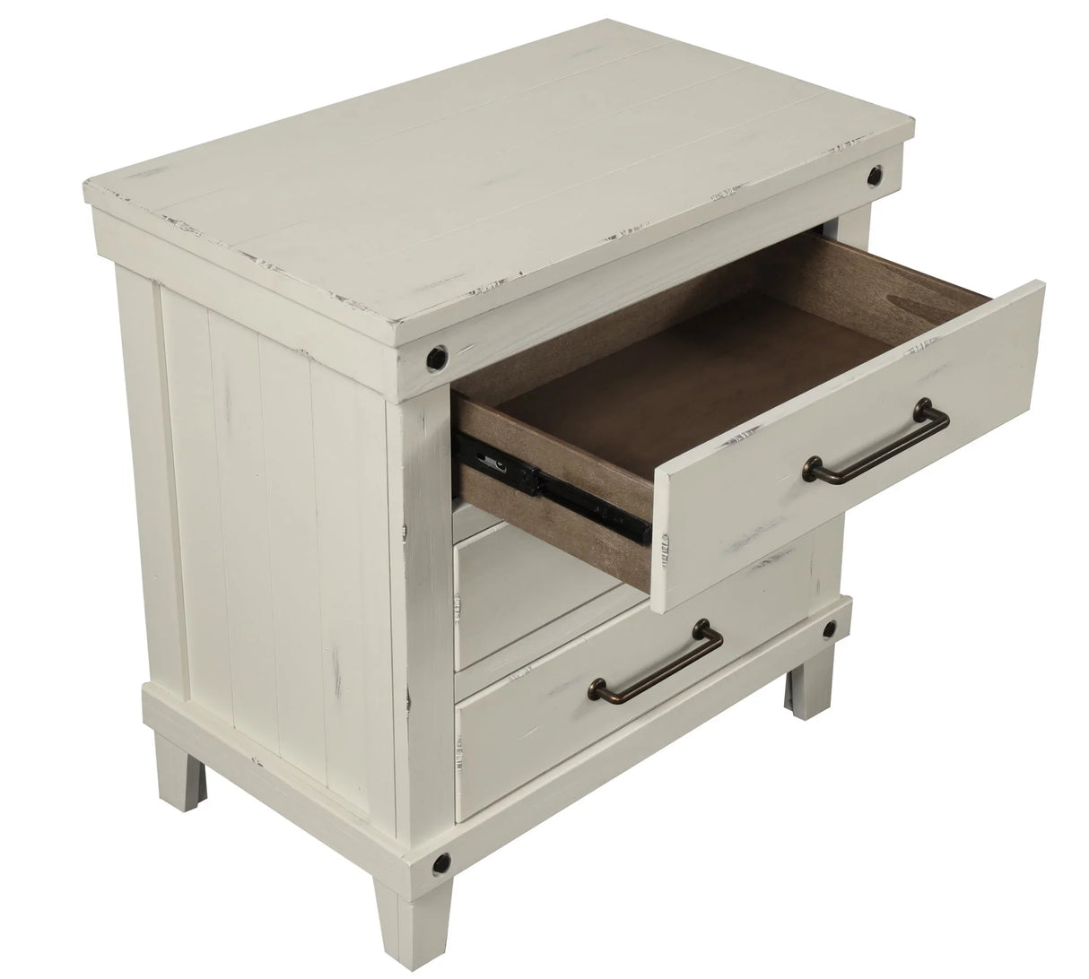 3 Drawer Elegant Nightstand - White - Furniture Home Direct