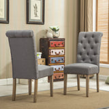 Dining Set 7 Piece Tufted Chairs Wood Table Beige Brown - Furniture Home Direct