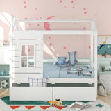 Twin Size Classic House Bed With 2 Drawers - White - Furniture Home Direct