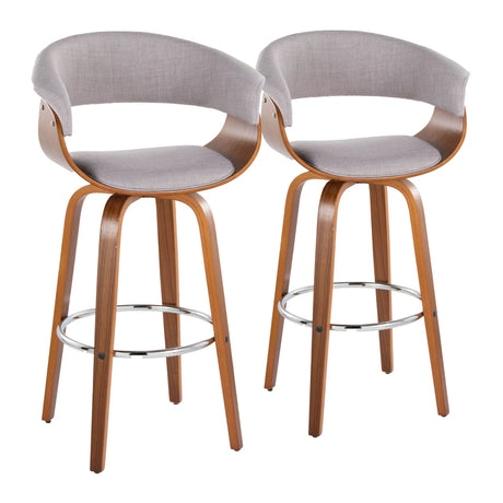 Vintage Mod - Mid Century Modern Fixed Height Barstool With Swivel With Round Footrest (Set of 2) - Furniture Home Direct