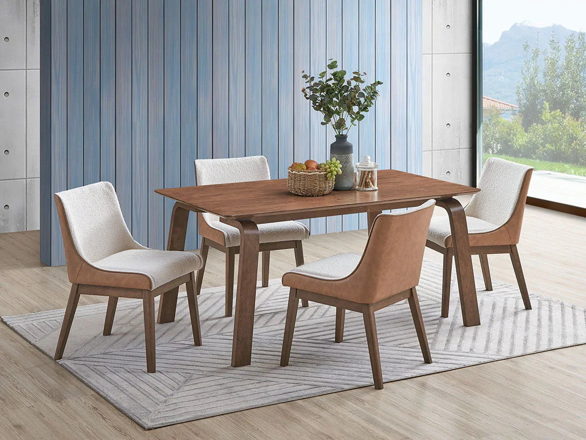 Ginny - 5 Piece With Side Chairs Dining Room Set - Walnut - Furniture Home Direct