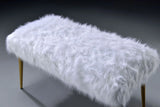 Bagley II - Faux Fur Bench - White / Gold - Furniture Home Direct