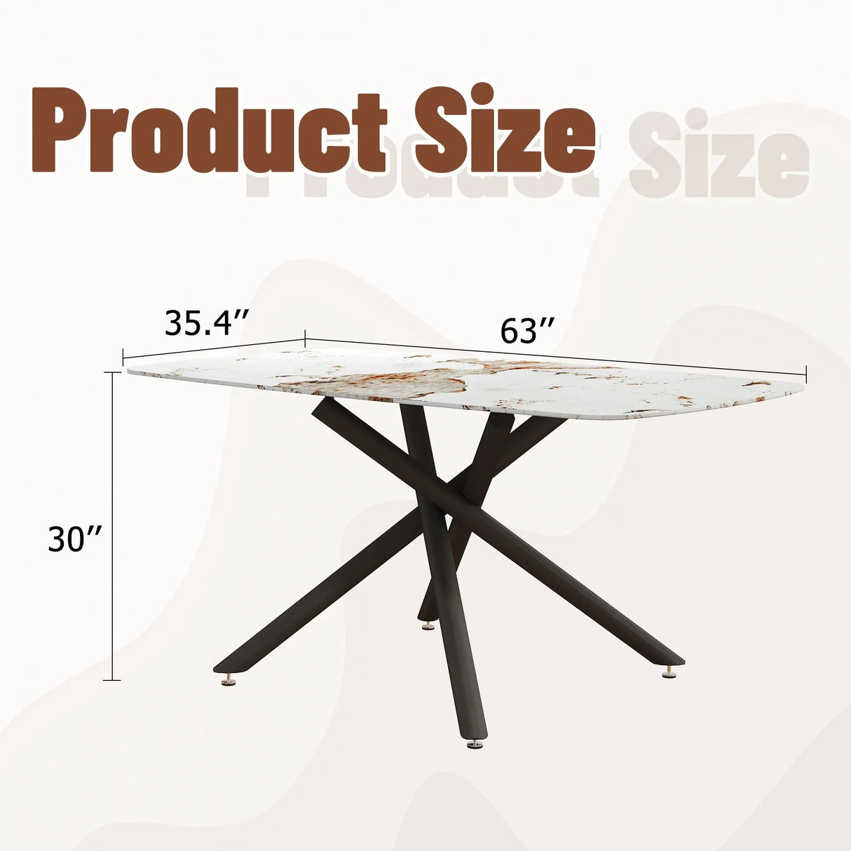 Luxurious Marble Patterned Dining Table With Metal Fork Legs - Furniture Home Direct