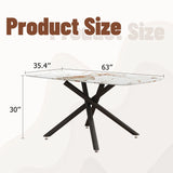 Luxurious Marble Patterned Dining Table With Metal Fork Legs - Furniture Home Direct