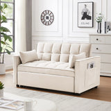 Modern Velvet Convertible Loveseat Futon Sofa With Pullout Bed, Reclining Backrest - Furniture Home Direct