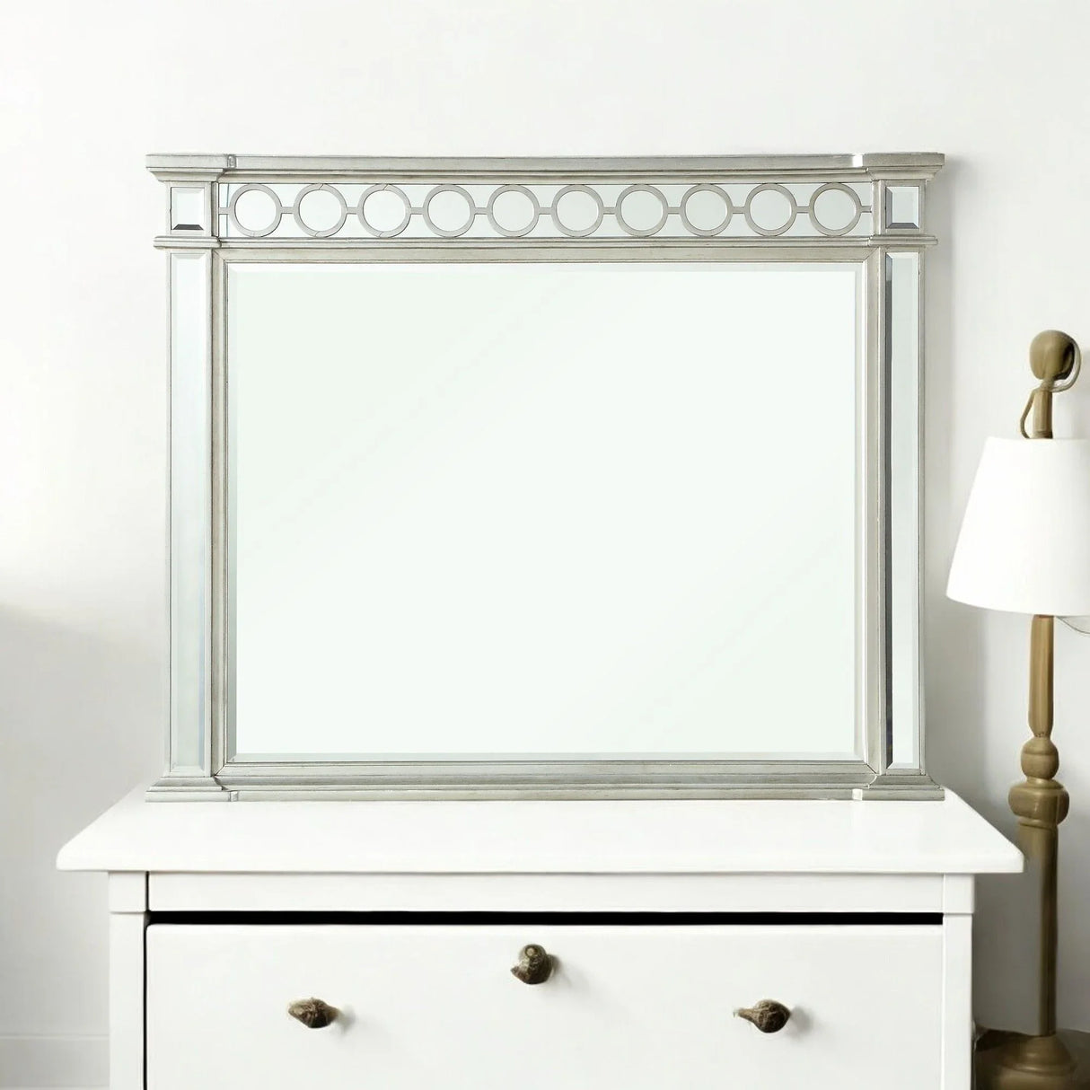 Varian - Mirrored Designed Mirror - Silver - Furniture Home Direct