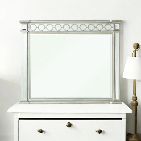 Varian - Mirrored Designed Mirror - Silver - Furniture Home Direct