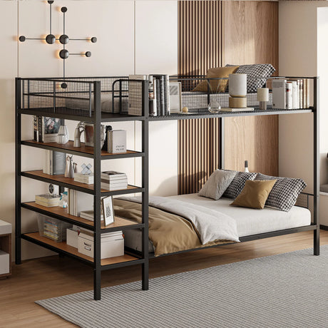 Bunk Bed With 5 Tier Shelves - Furniture Home Direct