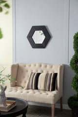 Hexagon Mirror With Natural Wood Frame, Wall Decor For Living Room Bathroom Hallway - Furniture Home Direct