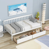 Pine Wood Daybed With Two Storage Drawers, Sofa Bed With Bed Platform Of 10 Support Slats - Furniture Home Direct