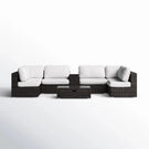 Elegant 4 Person Wicker Patio Seating Set With Cushions And Glass Top Table - Furniture Home Direct
