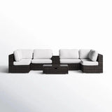 Elegant 4 Person Wicker Patio Seating Set With Cushions And Glass Top Table - Furniture Home Direct