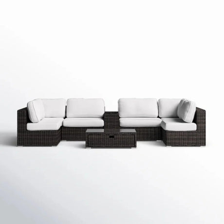 Elegant 4 Person Wicker Patio Seating Set With Cushions And Glass Top Table - Furniture Home Direct