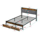 Modern Bed Frame With LED Lights, Upholstered Headboard, USB Charging - Furniture Home Direct