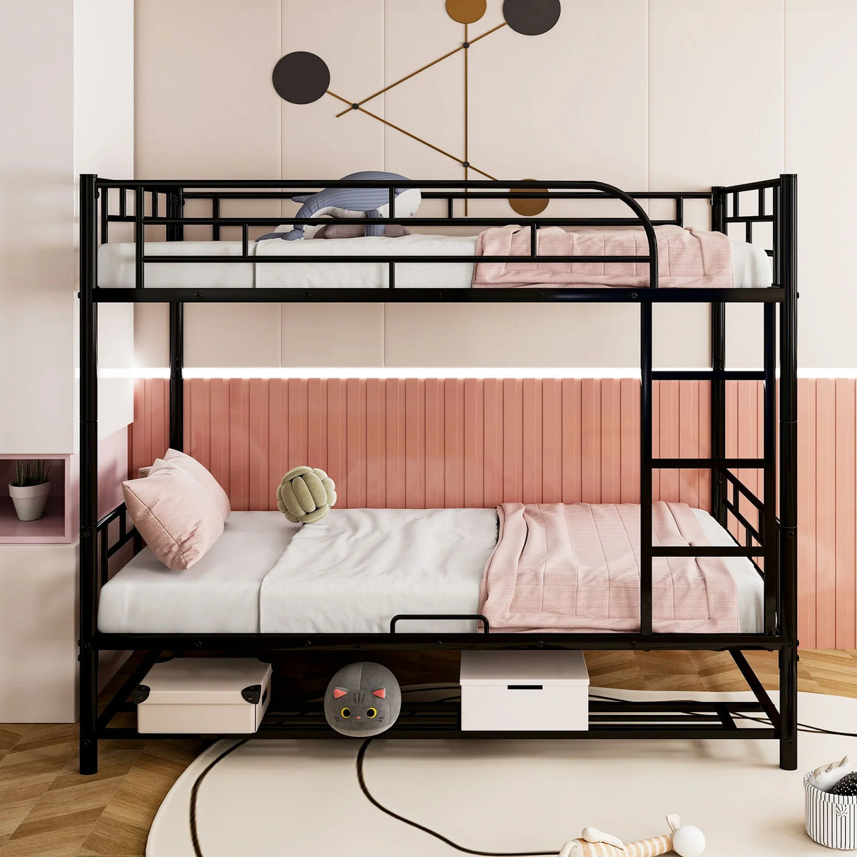 Metal Bunk Bed & Shelf And Guardrails - Furniture Home Direct