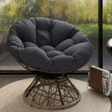 Ergonomic Wicker Chair With Cloud Thick Density Cushion, 3 Proof Cover High Capacity Iron Frame Fluid 360° Swivel - Furniture Home Direct