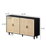 Elegant And Functional Rattan Decorative Storage Cabinet With 4 Doors - Furniture Home Direct