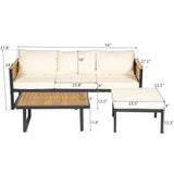 3-piece Outdoor Acacia Wood and Metal Patio Set - Furniture Home Direct