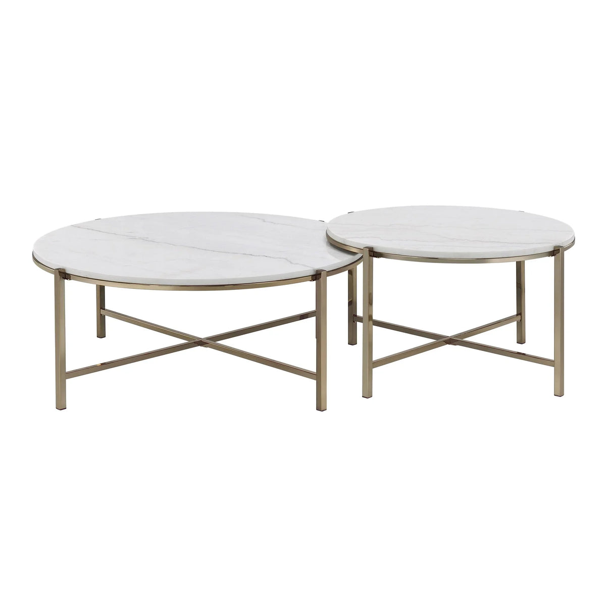 Zaidee - Marble Top Nickel Nesting Table Set - White - Furniture Home Direct