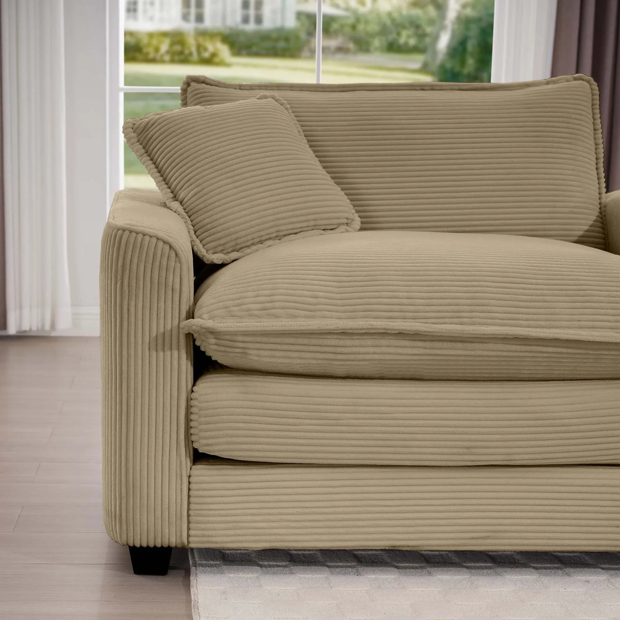 Modern Corduroy Sofa and Loveseat - Tan - Furniture Home Direct