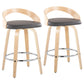 Grotto - Contemporary Fixed Height Counter Stool With Swivel With Round Footrest (Set of 2) - Furniture Home Direct