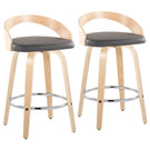 Grotto - Contemporary Fixed Height Counter Stool With Swivel With Round Footrest (Set of 2) - Furniture Home Direct