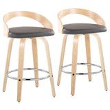 Grotto - Contemporary Fixed Height Counter Stool With Swivel With Round Footrest (Set of 2) - Furniture Home Direct