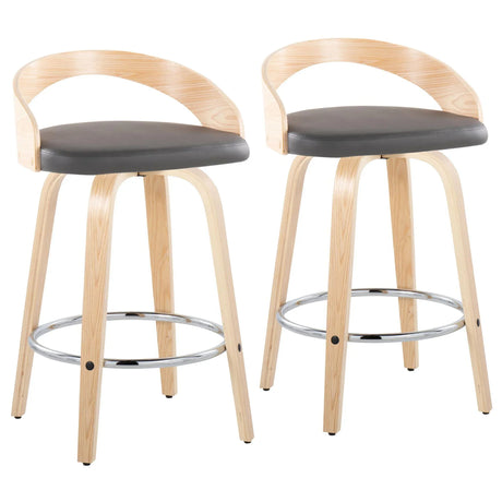 Grotto - Contemporary Fixed Height Counter Stool With Swivel With Round Footrest (Set of 2) - Furniture Home Direct