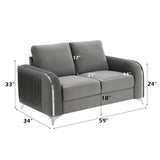 Wenona Gray Velvet 3Pcs Living Room Set (Sofa, Loveseat, Chair) - Furniture Home Direct