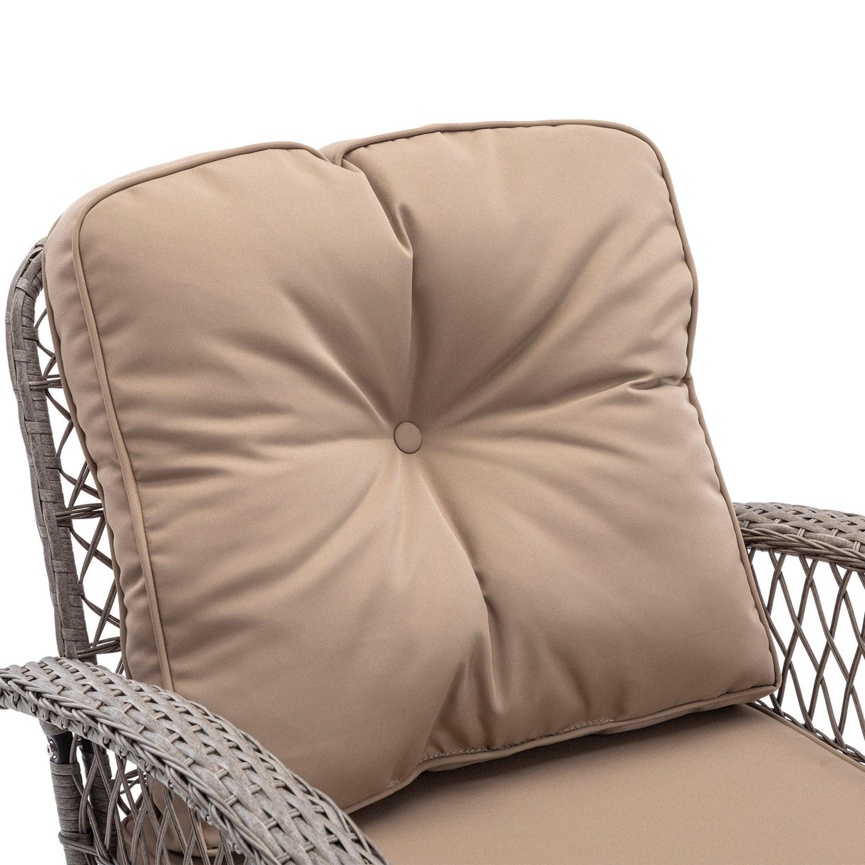 3 Piece Patio Conversation Set With Glass Coffee Table - Khaki - Furniture Home Direct