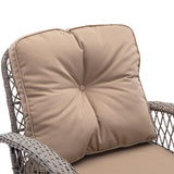 3 Piece Patio Conversation Set With Glass Coffee Table - Khaki - Furniture Home Direct