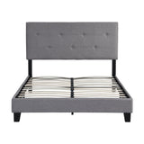 Modern Upholstered Platform Bed Frame With Button Tufted Linen Headboard And Wood Slat Support - Furniture Home Direct