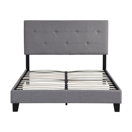 Modern Upholstered Platform Bed Frame With Button Tufted Linen Headboard And Wood Slat Support - Furniture Home Direct