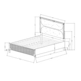 Laura - Queen Bed With Upholstered Headboard And LED Lights - Silver - Furniture Home Direct