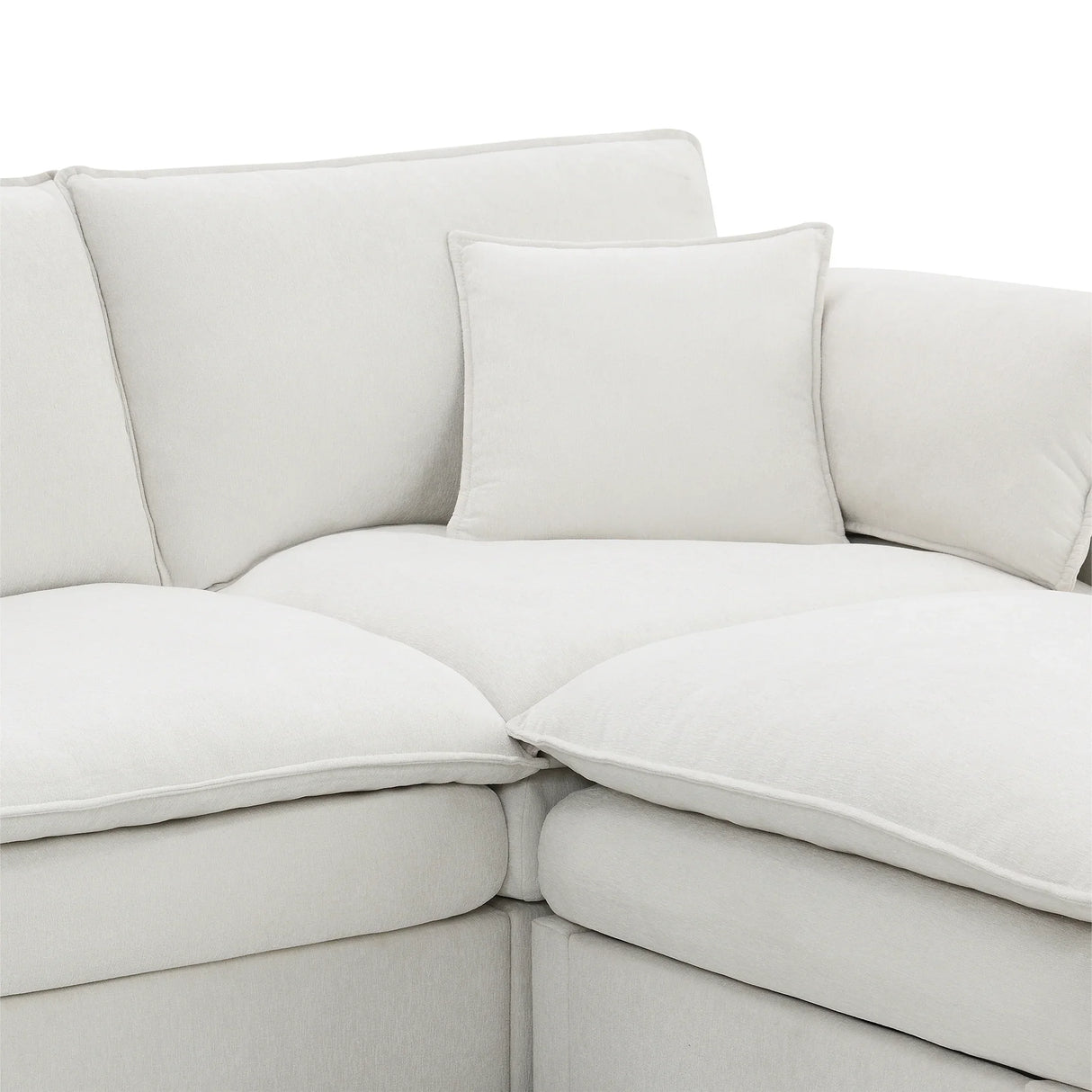 Sectional Sofa Chenille L Shaped Living Room Comfort Cream - Furniture Home Direct