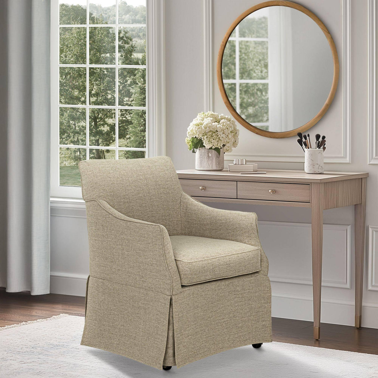 London - Upholstered Skirted Dining Arm Chair - Furniture Home Direct