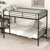 Twin Over Twin Bunk Bed, Divided Into Two Beds - Black - Furniture Home Direct