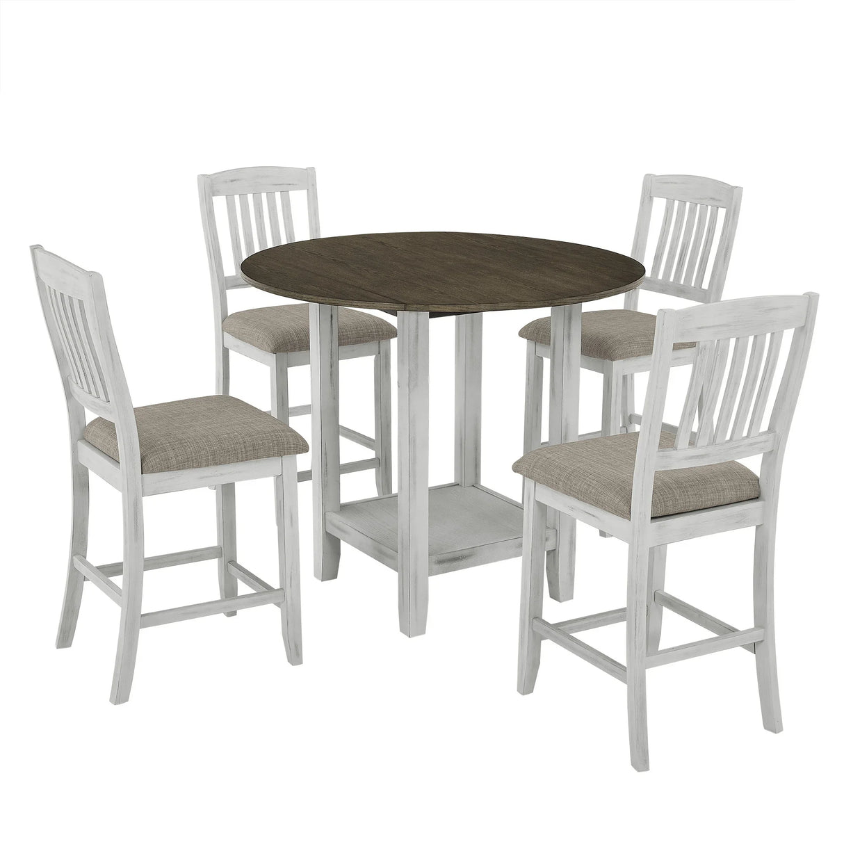 5 Piece Counter Height Dining Set with foldable leaves - Furniture Home Direct
