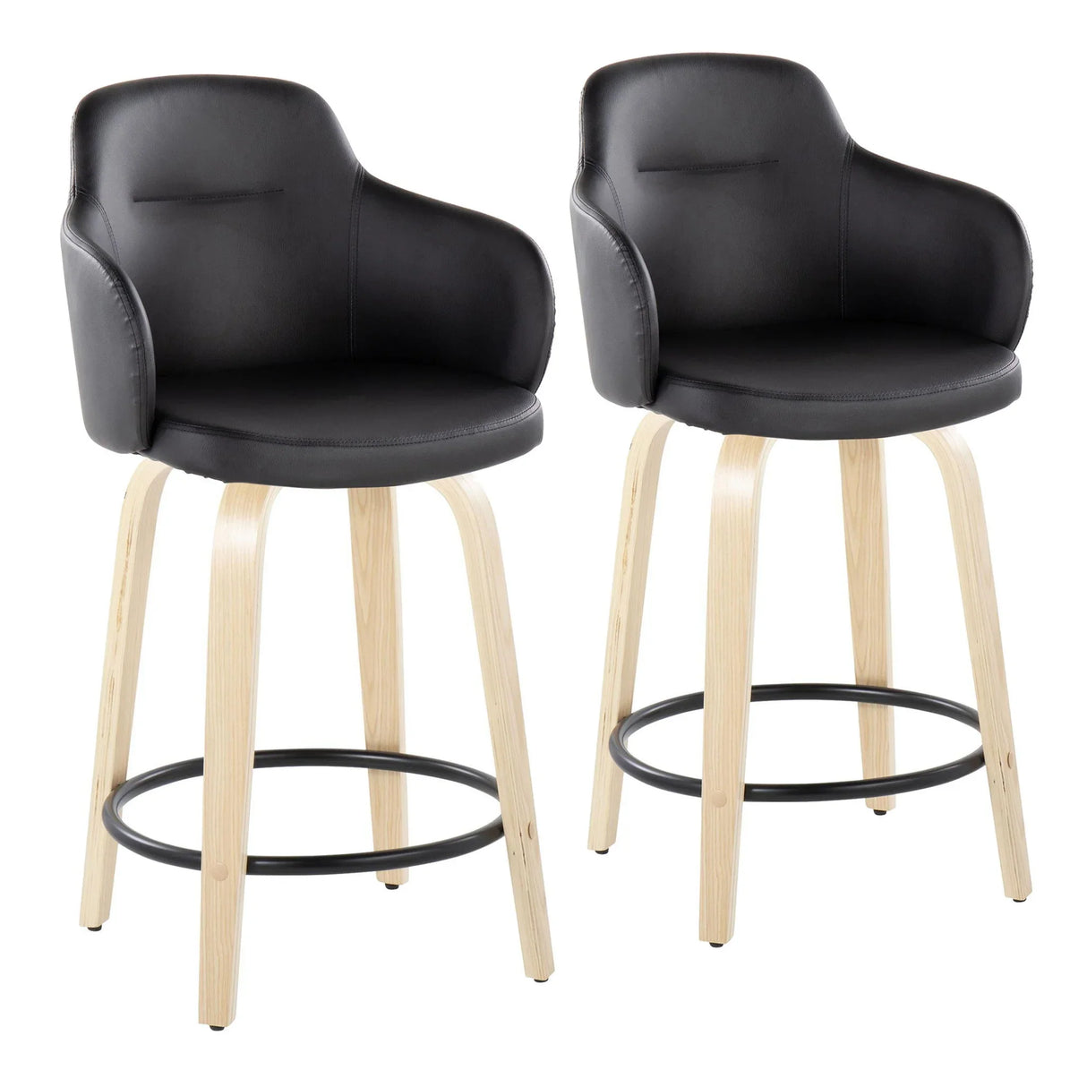 Boyne - Contemporary Fixed Height Counter Stool With Swivel (Set of 2) Round Footrest - Furniture Home Direct