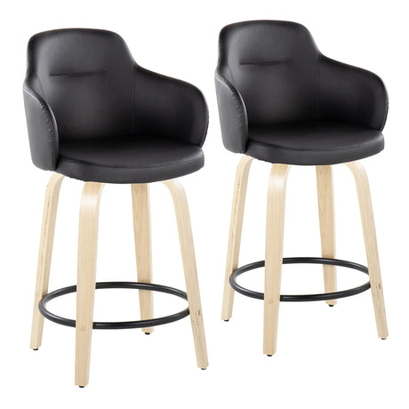 Boyne - Contemporary Fixed Height Counter Stool With Swivel (Set of 2) Round Footrest - Furniture Home Direct