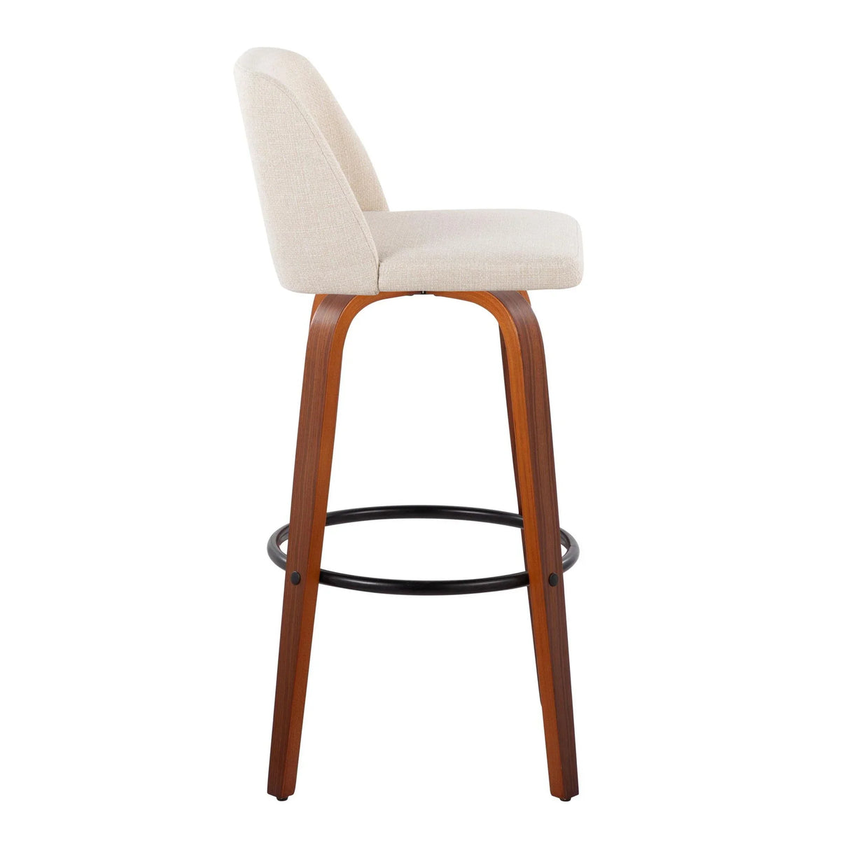Toriano - Mid Century Modern Fixed Height Barstool Swivel And Round Footrest (Set of 2) - Furniture Home Direct