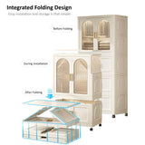 Folding Wardrobe Cabinet With Magnetic Doors, Wheels And Hangers - Furniture Home Direct